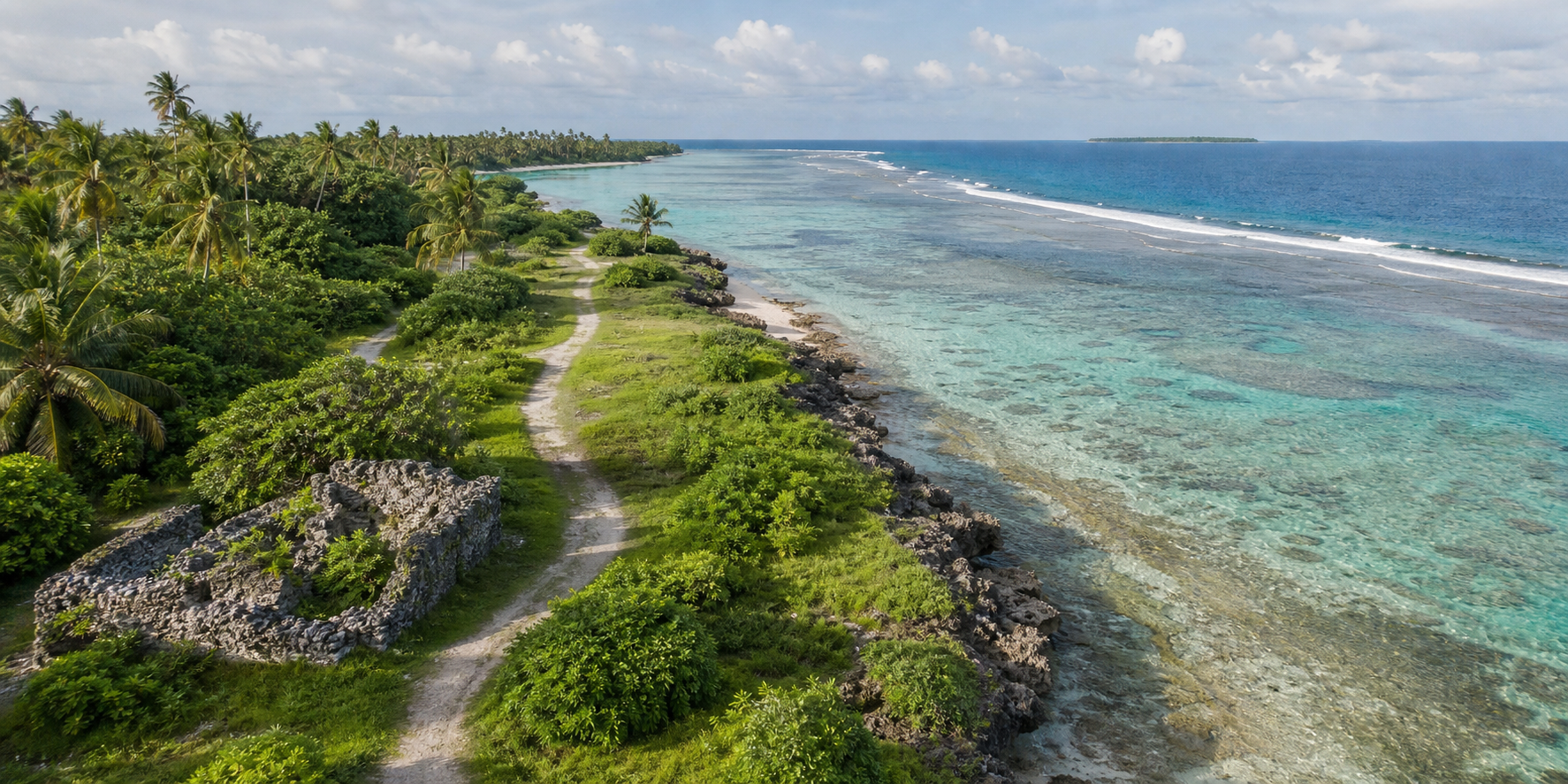 Tropical coastline in Addu Atoll
